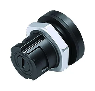 Illustration Bayonet Female panel mount connector, Contacts: 5, unshielded, solder, IP54 unplugged, M13x1,0, Rear mounting