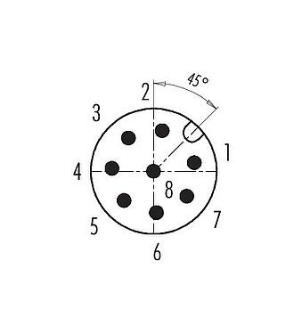 联系安排 (外掛程式側) 99 0487 186 08 - M12 双出口针头电缆连接器, 极数: 8, 2.1-3.0 mm (2 电缆), 非屏蔽, 螺钉接线, IP67, UL