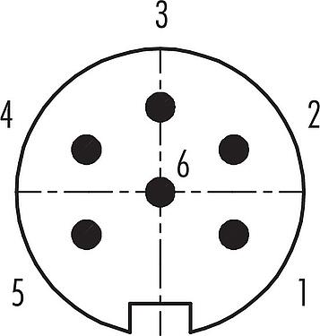 联系安排 (外掛程式側) Push Pull 针头法兰座, 极数: 6, 非屏蔽, 焊接, IP40, M21x1,0, 板前安装