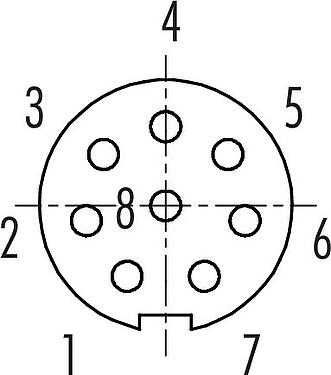 联系安排 (外掛程式側) 卡扣式 孔头法兰座, 极数: 8, 非屏蔽, 焊接, IP40, M10x0.75, 板前安装