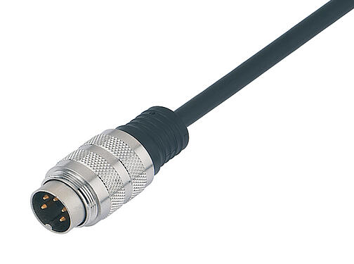 插图 79 6117 20 06 - M16 直头针头电缆连接器, 极数: 6 (06-a), 屏蔽, 预铸电缆, IP67, PUR, 黑色, 6x0.25mm², 2m