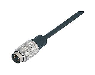 M16 Male cable connector, Contacts: 5 (05-a), unshielded, moulded on the cable, IP67, PUR, black, 5 x 0.25 mm², 2 m