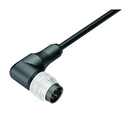 Illustration 77 6427 0000 50005-0200 - M16 Male angled connector, Contacts: 5, unshielded, moulded on the cable, IP68, PUR, black, 5 x 0.34 mm², 2 m