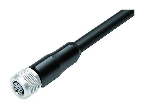 插图 77 0650 0000 50505-0200 - M12 直头孔头电缆连接器, 极数: 4+FE, 非屏蔽, 预铸电缆, IP68, UL, M12x1.0, PUR, 黑色, 5x2.50mm², 2m