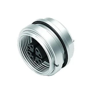 M16 Female panel mount connector, Contacts: 8, shieldable, THR, IP67, M18x0,75, Rear mounting
