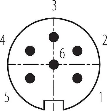 Contact arrangement (Plug-in side) M16 Male panel mount connector, Contacts: 6 (06-a), unshielded, solder, IP67, UL 2238, M18x0,75, Front mounting