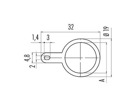 Scale drawing 04 0734 124 - M12-A/B/D/K/K/L/S/T/US/X - Shielding plate for flange connectors, screwable from the rear, PG9; series 713/715/763/766/813/814/815/825/866/876
