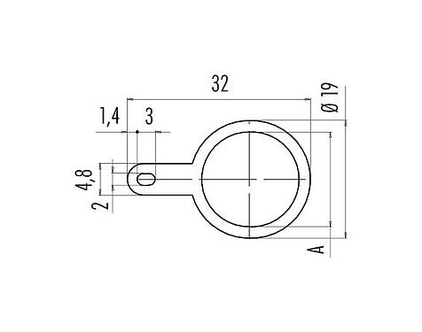 Scale drawing 04 0734 124 - M12-A/B/D/K/K/L/S/T/US/X - Shielding plate for flange connectors, screwable from the rear, PG9; series 713/715/763/766/813/814/815/825/866/876