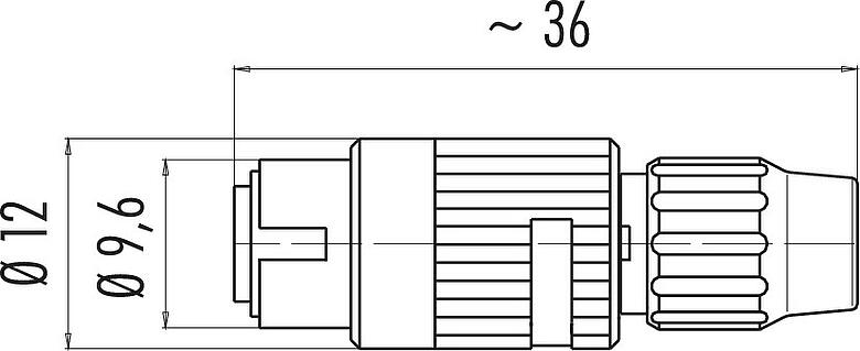 比例图 卡扣式 直头针头电缆连接器, 极数: 2, 3.0-4.0mm, 非屏蔽, 焊接, IP40