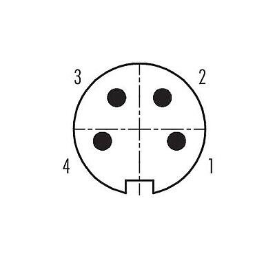 Polbild (Steckseite) 99 0609 00 04 - Bajonett Kabelstecker, Polzahl: 4, 3,0-6,0 mm, ungeschirmt, löten, IP40