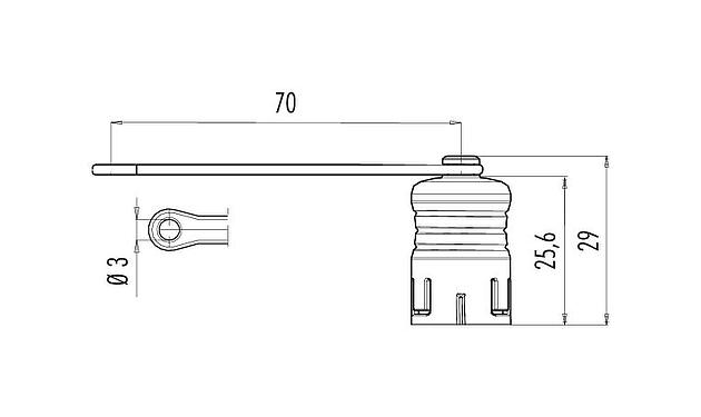 Scale drawing Protecting cap, IP67, for female panel mount connector