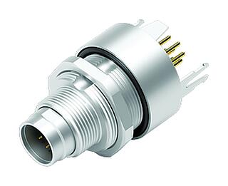 M9 Male panel mount connector, Contacts: 8, shieldable, THT, IP67, M12x0.5, Rear mounting