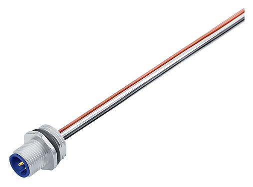 插图 M12 针头法兰座, 极数: 4, 非屏蔽, 带导线, IP68, UL 2238, M16x1.5, 板前安装