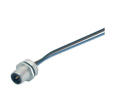 Illustration 76 2131 0111 00004-0200 - M12 Male panel mount connector, Contacts: 4, unshielded, single wires, IP68, UL, PG 9, stainless steel