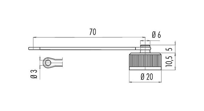 Scale drawing 08 1079 000 000 - M16 IP67 - Protection cap for flanged plug, IP67; Series 423/425/723
