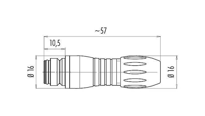 比例图 99 9106 403 03 - Snap-in 快插 直头孔头电缆连接器, 极数: 3, 2.5-4.0mm, 非屏蔽, 焊接, IP67