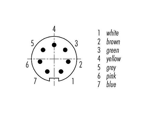 联系安排 (外掛程式側) M9 直头针头电缆连接器, 极数: 7, 屏蔽, 预铸电缆, IP67, PUR, 黑色, 8x0.14mm², 2m