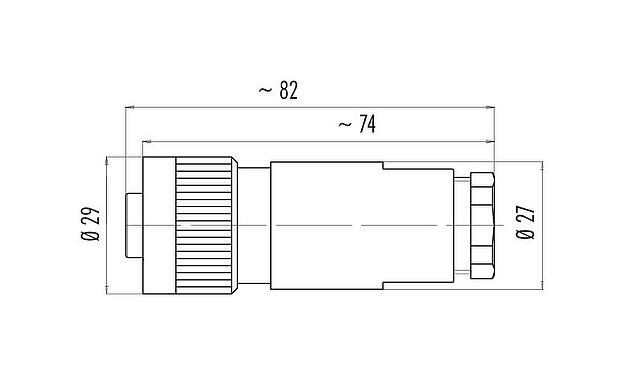 Scale drawing RD24 Female cable connector, Contacts: 3+PE, 8.0-10.0 mm, unshielded, screw clamp, IP67, UL, ESTI+, VDE, PG 11