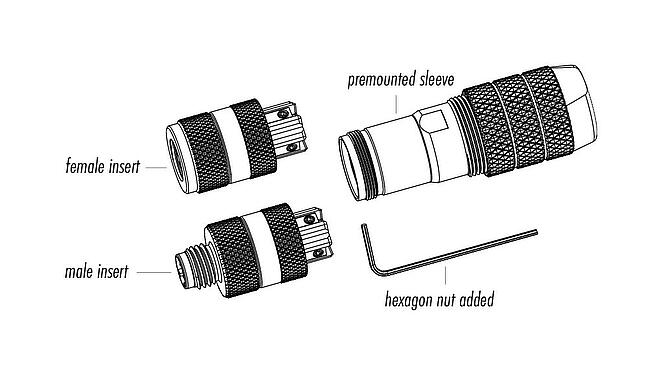 组件图纸 99 3368 600 04 - M8 直头孔头电缆连接器, 极数: 4, 5.0-8.0mm, 可接屏蔽, 螺钉接线, IP67, M8x1.0