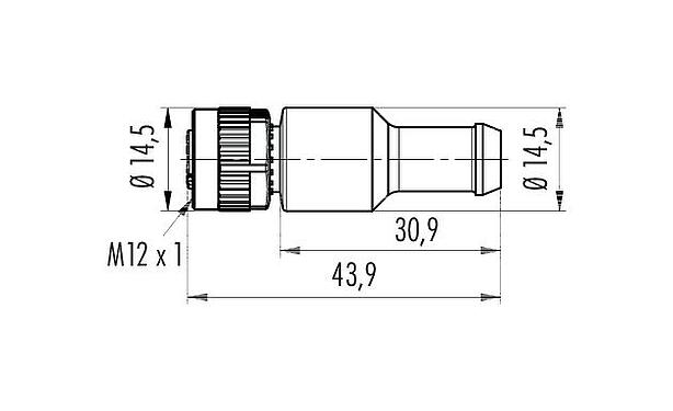 比例图 M12 终端插座, 极数: 5, 非屏蔽, IP69K, CAN总线