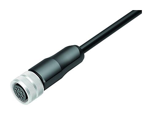 Illustration 77 6530 0000 50708-0200 - M16 Female cable connector, Contacts: 8, shielded, moulded on the cable, IP68, PUR, black, 8 x 0.25 mm², 2 m
