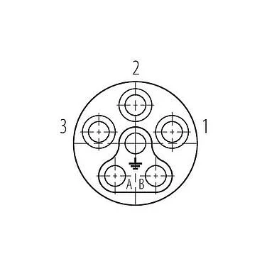 联系安排 (外掛程式側) 99 6156 000 06 - 卡扣式 直头孔头电缆连接器, 极数: 6 (3+PE+2), 7.0-14.0mm, 可接屏蔽, 螺钉接线, IP67对插且固定时-混合连接器, UL