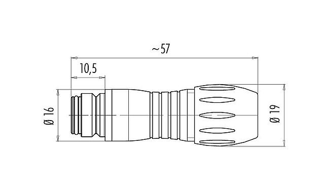 比例图 99 9134 402 12 - Snap-in 快插 直头孔头电缆连接器, 极数: 12, 6.0-8.0mm, 非屏蔽, 焊接, IP67