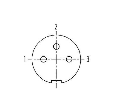 Contact arrangement (Plug-in side) 09 4908 00 03 - Push Pull Female panel mount connector, Contacts: 3, shieldable, solder, IP67