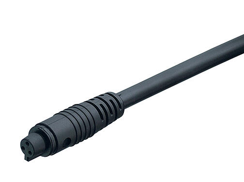 插图 79 9006 12 05 - Snap-in 快插 直头孔头电缆连接器, 极数: 5, 非屏蔽, 预铸电缆, IP40, PVC, 黑色, 5x0.25mm², 2m
