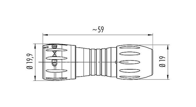比例图 卡扣式 直头针头电缆连接器, 极数: 8, 6.0-8.0mm, 非屏蔽, 焊接, IP67