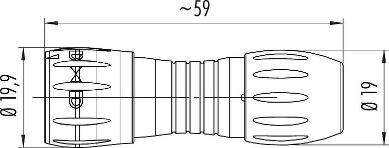 比例图 卡扣式 直头针头电缆连接器, 极数: 8, 6.0-8.0mm, 非屏蔽, 焊接, IP67