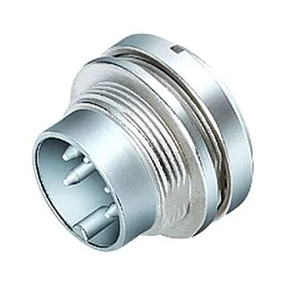 M16 Male panel mount connector, Contacts: 2 (02-a), unshielded, solder, IP40, M18x0,75, Front mounting