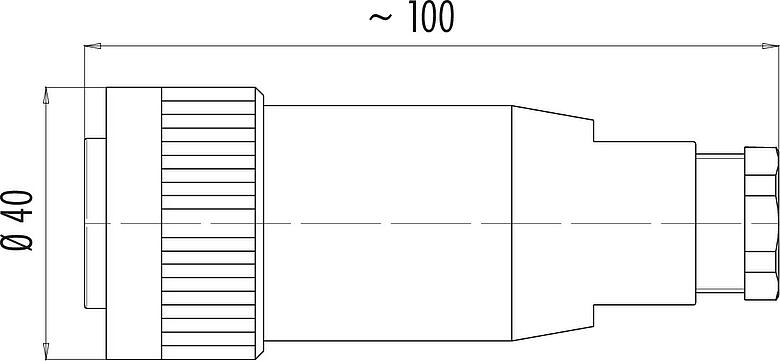 Scale drawing RD30 Female cable connector, Contacts: 12+PE, 14.0-18.0 mm, unshielded, solder, IP65
