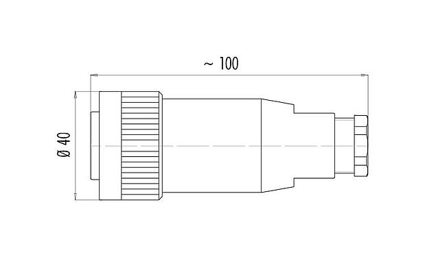 比例图 99 0718 02 13 - RD30 直头孔头电缆连接器, 极数: 12+PE, 12.0-14.0mm, 非屏蔽, 焊接, IP65