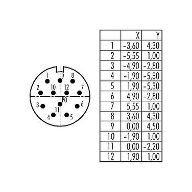 联系安排 (外掛程式側) 99 4627 10 12 - M23 对插插头, 极数: 12, 6.0-10.0mm, 可接屏蔽, 焊接(必须单独订购带密封圈的接地套管), IP67