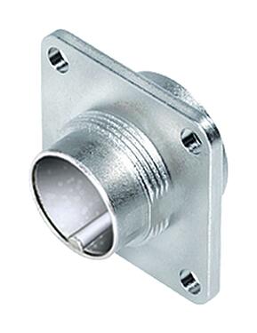 Illustration M16 Square male panel mount connector, Contacts: 4 (04-a), unshielded, crimping (Crimp contacts must be ordered separately), IP67, UL 2238, M3 (4x), Front mounting