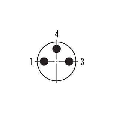 Polbild (Steckseite) 99 3361 25 03 - M8 Kabelstecker, Polzahl: 3, 2,0-3,5 mm, schirmbar, löten, IP67