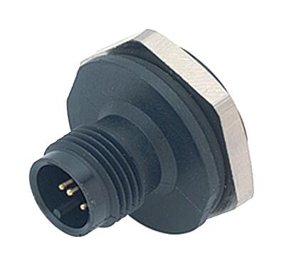 Illustration M12 Male panel mount connector, Contacts: 5, unshielded, solder, IP67, UL 2238, M20x1.5, Front mounting