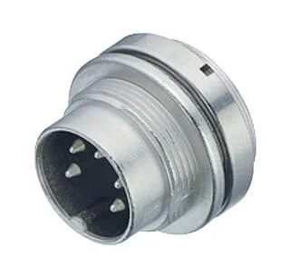 M16 Male panel mount connector, Contacts: 7 (07-a), unshielded, solder, IP67, UL 2238, M18x0,75, Front mounting