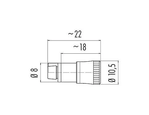 Scale drawing 09 9764 70 04 - Snap-In Female cable connector, Contacts: 4, 2.5-4.0 mm, unshielded, solder, IP40