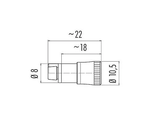 比例图 Snap-in 快插 直头孔头电缆连接器, 极数: 4, 2.5-4.0mm, 非屏蔽, 焊接, IP40