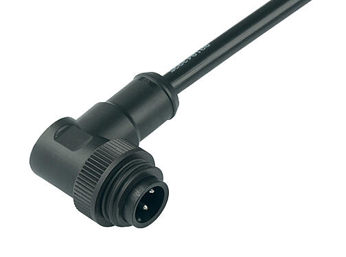插图 79 0237 20 07 - RD24 弯角针头电缆连接器, 极数: 6+PE, 非屏蔽, 预铸电缆, IP67, PVC, 黑色, 7x0.75mm², 2m