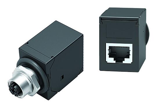 插图 09 5287 00 08 - M12 用于穿控制柜, 孔头连接器-RJ45 直角, 极数: 8, 屏蔽, 插拔式, IP67, UL