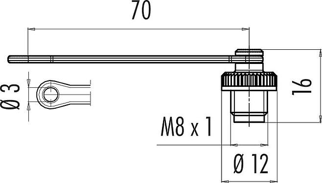 Scale drawing Protecting cap, IP67, with retaining strap