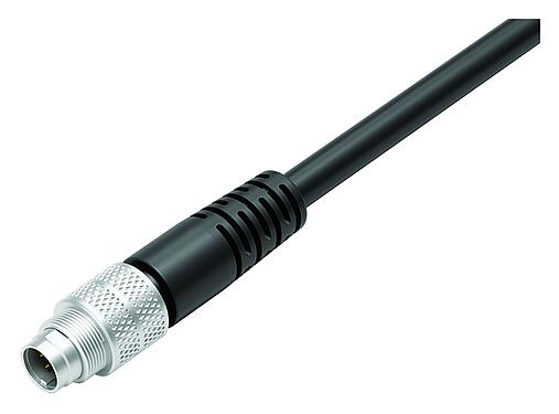 Illustration 79 1421 12 07 - M9 Male cable connector, Contacts: 7, shielded, moulded on the cable, IP67, PUR, black, 8 x 0.14 mm², 2 m