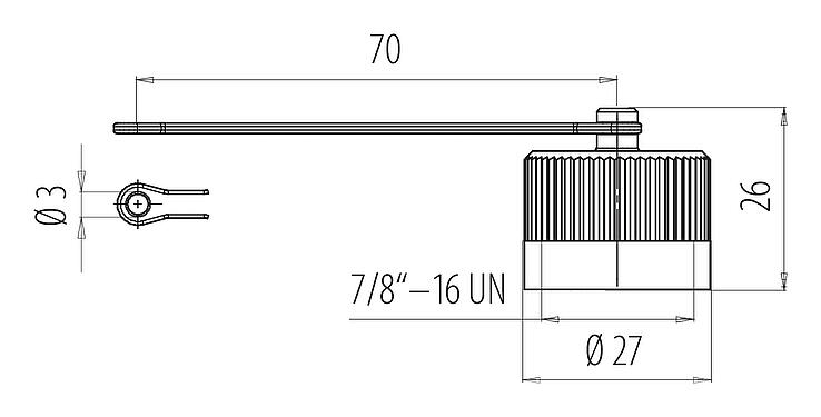 Scale drawing 7/8" Protecting cap, IP67, with retaining strap