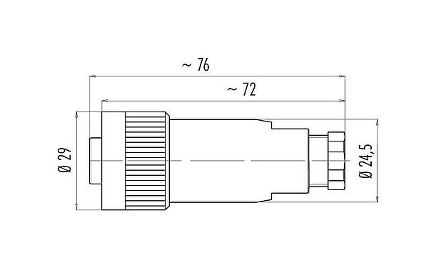 比例图 99 4222 00 04 - RD24 直头孔头电缆连接器, 极数: 3+PE, 6.0-9.0mm, 非屏蔽, 螺钉接线, IP67, UL, ESTI+, VDE, PG 9
