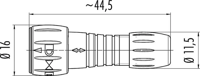 比例图 卡扣式 直头针头电缆连接器, 极数: 5, 3.0-5.0mm, 焊接, IP67
