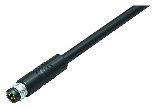 插图 M8 直头针头电缆连接器, 极数: 5, 非屏蔽, 预铸电缆, IP65, PUR, 黑色, 5x0.34mm², 插拔式版本, 2m