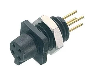 Snap-In Female panel mount connector, Contacts: 5, unshielded, THT, IP40, 1/4" 28 UNF, Front mounting